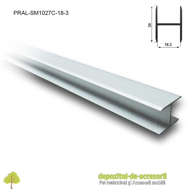 Profil H aluminiu pentru imbinare PAL de 18mm lungimea 3m SM1027C