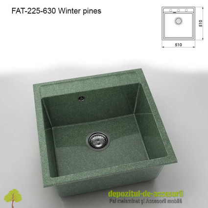 Chiuveta cu o cuva Granixit compozit 225-630 Winter pines 510x510mm